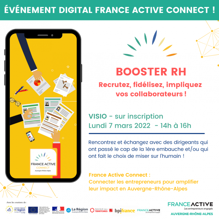 Webinaire "BOOSTER RH : Recrutez, Fidélisez, Impliquez vos collaborateurs !" le 7/03 de 14h à 16h