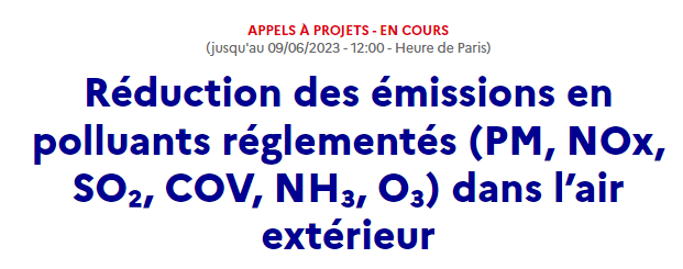 Appel à projets : Qualité de l'air