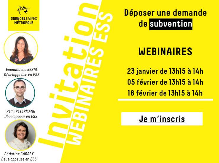 Webinaires de Grenoble Alpes Métropole : déposer une demande de subvention 